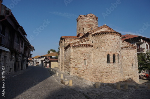 NESEBAR, BULGARIA - 08.09.2019 : Church of Christ Pantocrator in the Ancient City of Nesebar, Bulgaria. The Ancient City of Nesebar is a UNESCO World Heritage Site, Church in Nesebar Bulgaria,