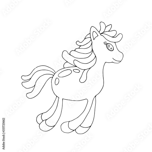 illustration on white background cute pony