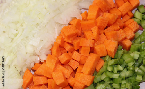 Mirepoix, the combination of carrot, celery and onion, is widely used in the preparation of different dishes.