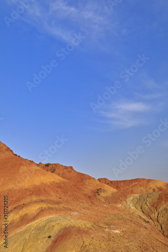 Seven-Color-Mountain landform from Colorful-Clouds Observation Deck. Zhangye Danxia-Qicai Scenic Spot-Gansu-China-0896