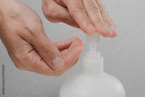 A hand soap with pumping lotion from bottle