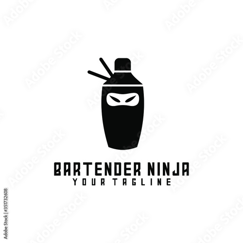 bartender ninja abstract shaker vector logo