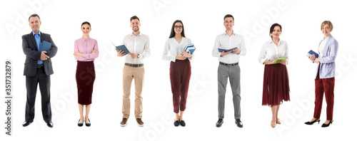 Fotografia Collage with teachers on white background. Banner design