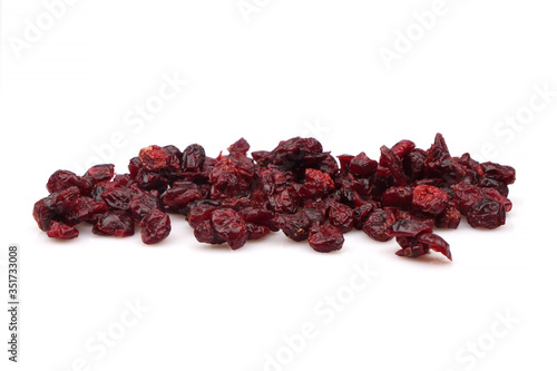 isolated organic dried cherries on a white background