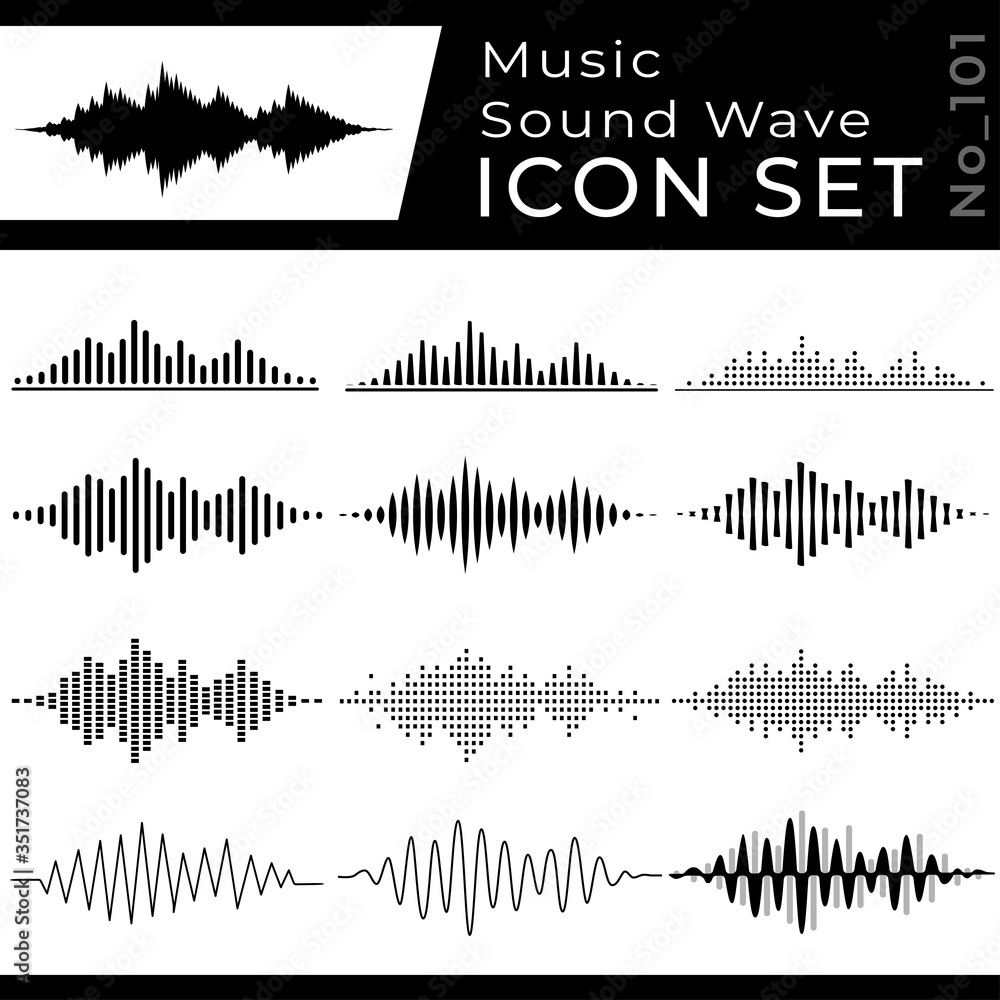 Sound waves icon set.  Music sound wave equalizer vector design collection. Vector and illustration.