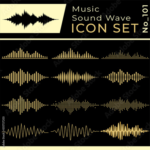 Sound waves icon set.  Music sound wave equalizer vector design collection. Vector and illustration.