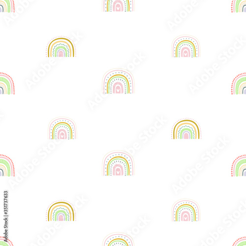 Fototapeta Naklejka Na Ścianę i Meble -  Rainbow seamless pattern. Kids background. Vector