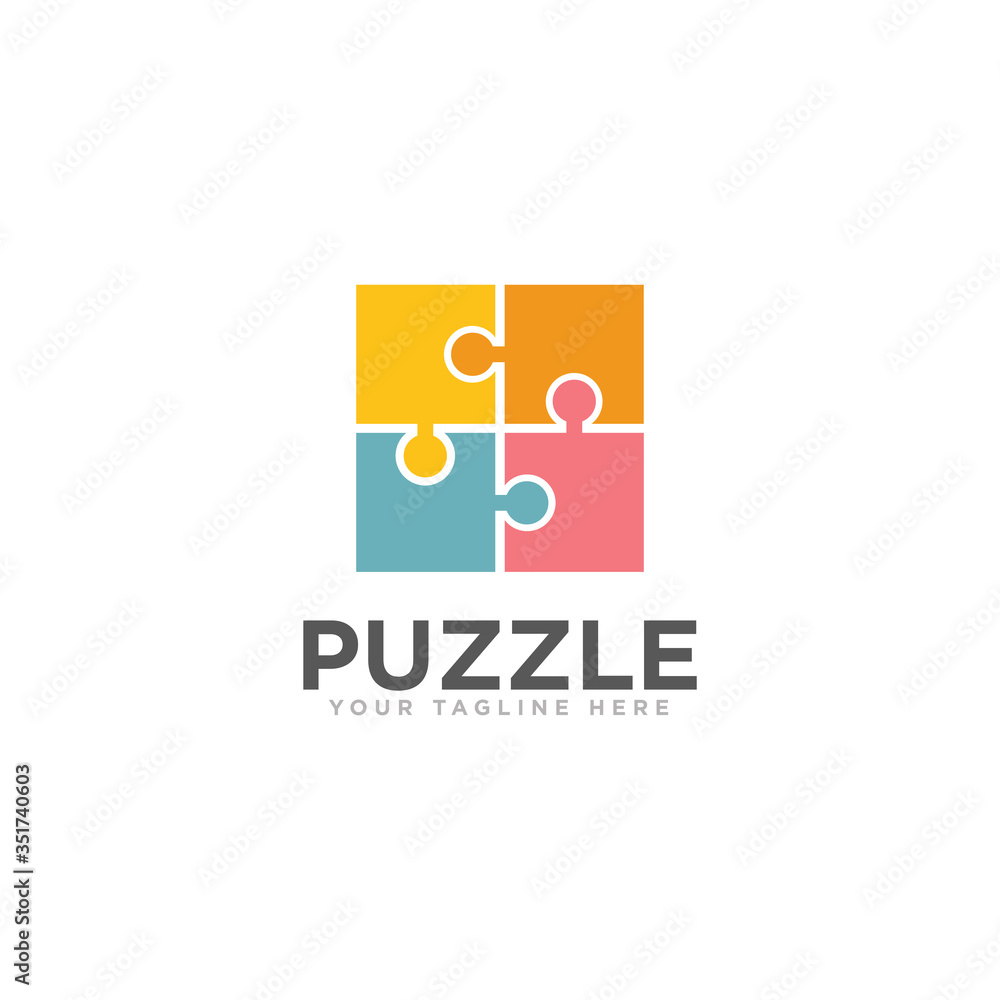Obraz premium Puzzle Logo Design Vector Template