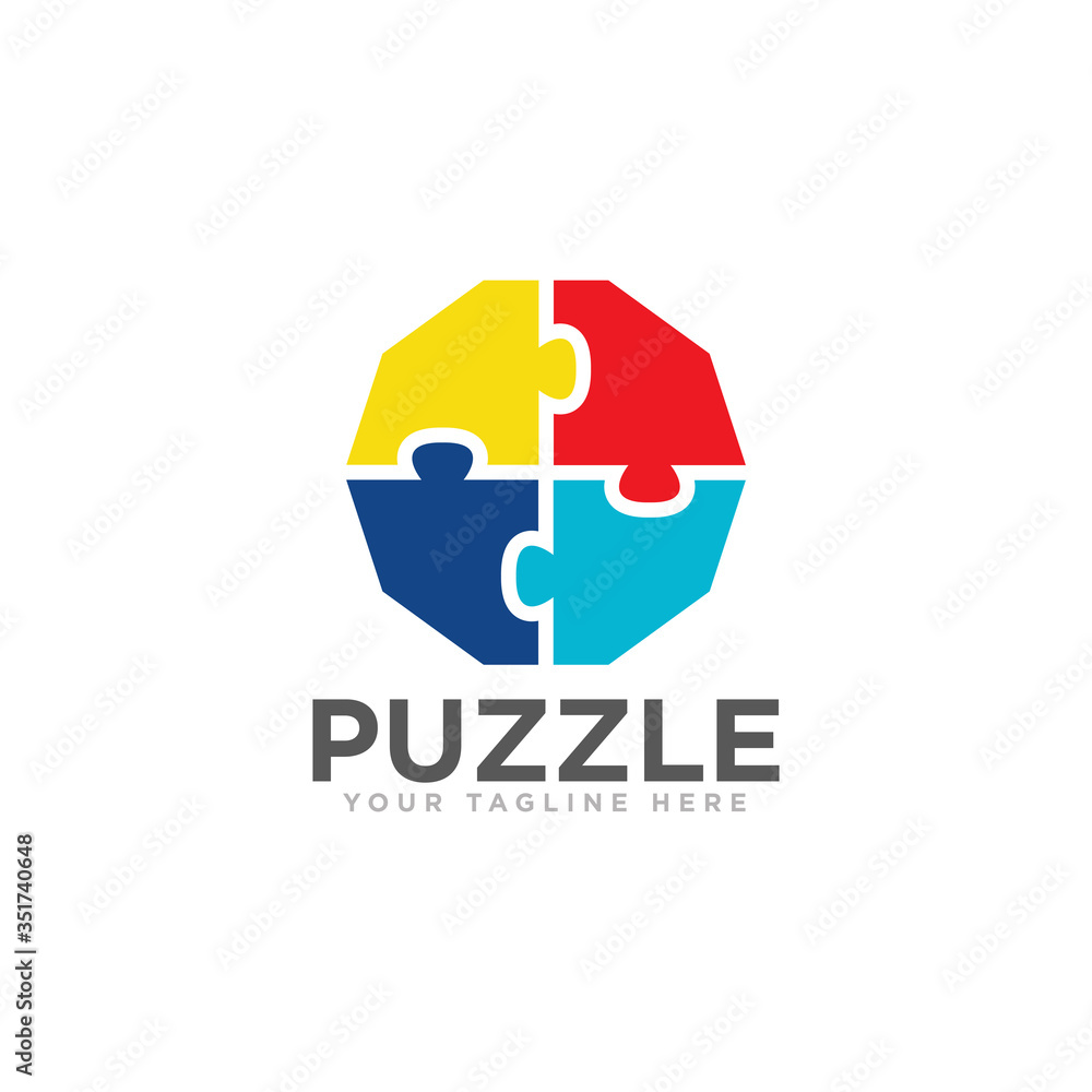 Obraz premium Puzzle Logo Design Vector Template