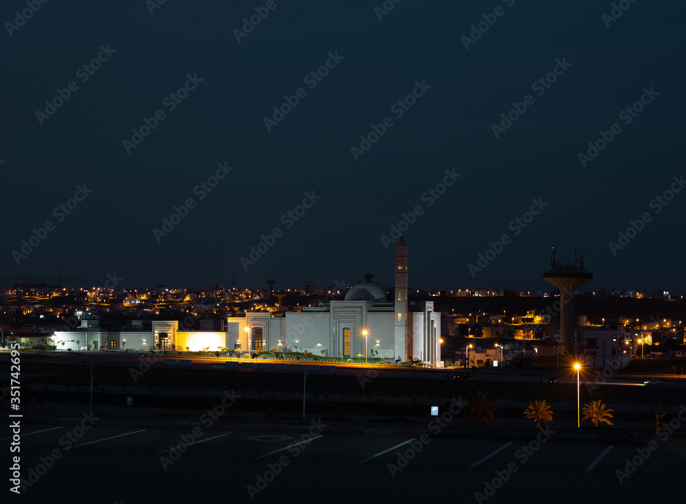 Night view of Mosque in the city