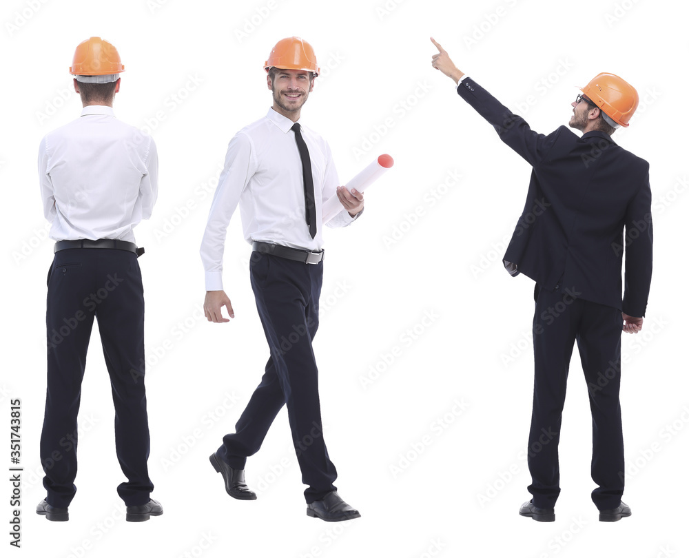 in full growth .qualified engineer architect isolated on white in full growth .qualified engineer architect isolated on white