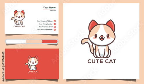 Illustration Vector cute cat logo Design Template. Suitable for Creative Industries, Company, Corporate, Multimedia, Entertainment, Education, team, club, game, streaming, Shops, and more