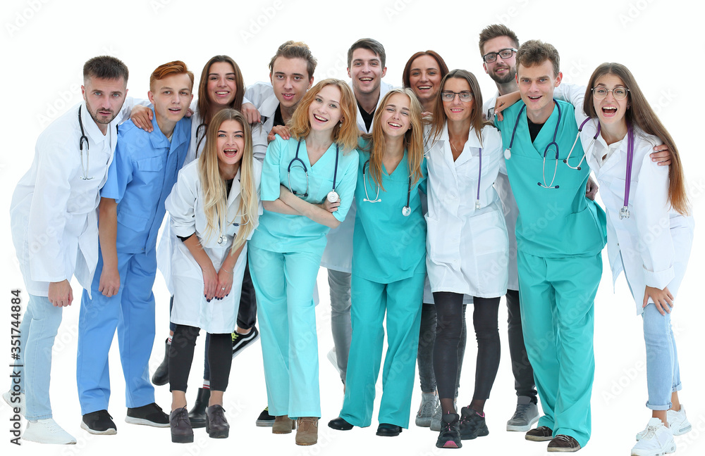 top view. a group of smiling doctors pointing at you. top view. a group of smiling doctors pointing at you.