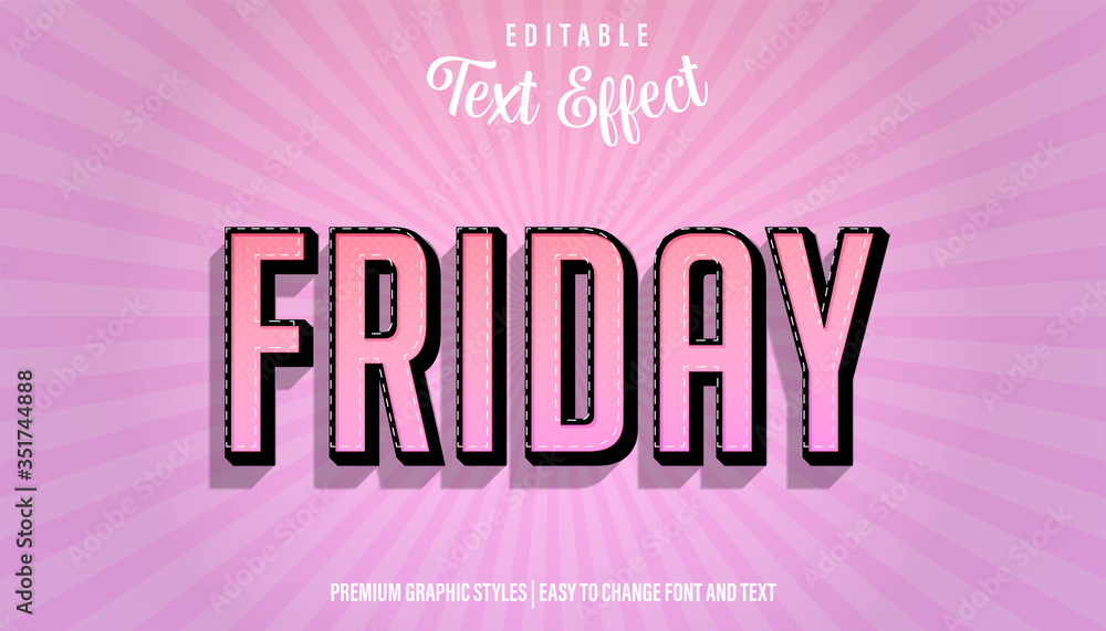 Editable Text Effect, Friday Strong Bold Font Style