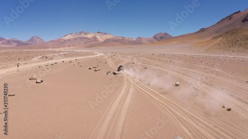 Aerial shot on the path to Dali Desert next to NELLY Mountain