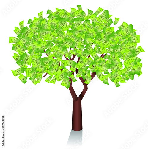 Illustration of a money tree isolated on white background