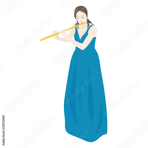 フルートを演奏している女性