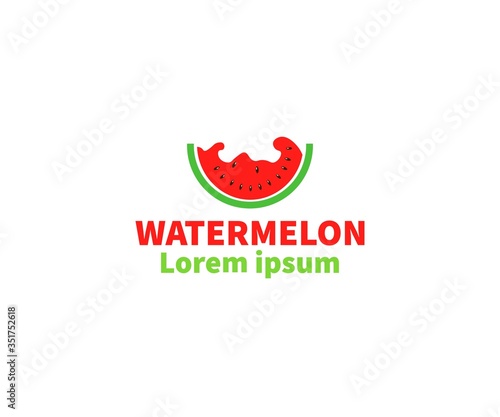 Sliced Watery Watermelon Juice abstract logo, icon, label, symbol Concept. Vector Design Illustration
