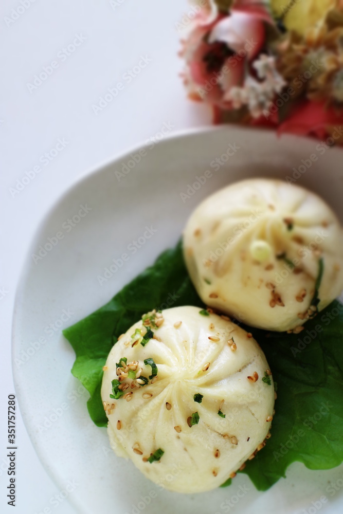 Chinese food, dumping Sheng Jian Bao pan fried meat bun Chinese food, dumping Sheng Jian Bao pan fried meat bun