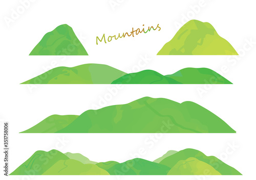Obraz na płótnie 新緑の山脈　緑色　厚塗り風