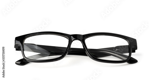 Black retro glasses isolated on white background