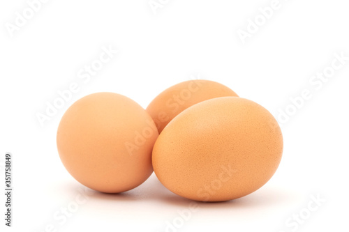boiled chicken eggs isolated on white background