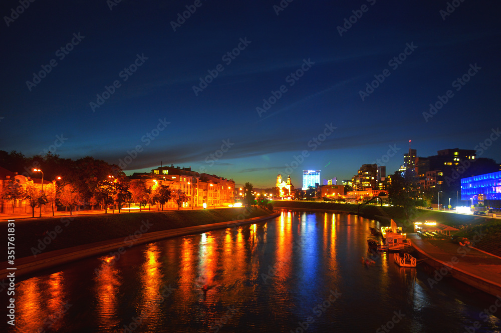 Night view of the Neris river