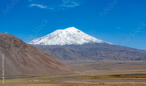 Mount Ararat, snow-capped and dormant compound volcano in the extreme east of Turkey