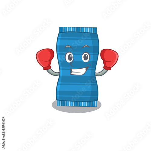 Mascot design of beach towel as a sporty boxing athlete