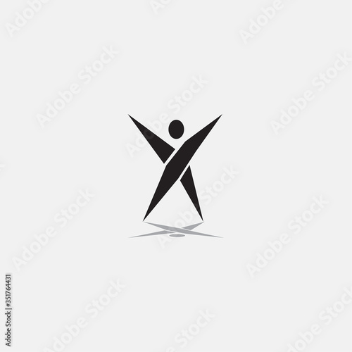 letter X creative illustration of people, sports vector design.