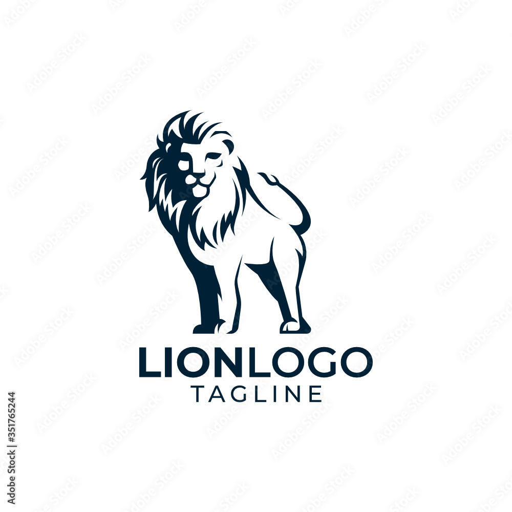 Fototapeta premium Simple minimalist wild lion mascot logo design vector template