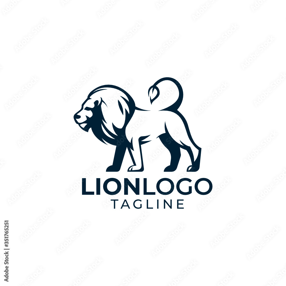 Obraz premium Simple minimalist wild lion mascot logo design vector template