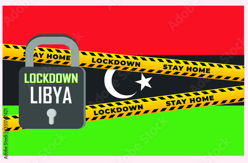 Libya lockdown coronavirus lockdown symbol. Coronavirus pandemic puts countries on lockdown.