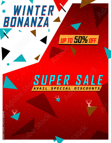 Winter bonanza or winter sale flyer or vector illustration or attractive winter sale flyer
