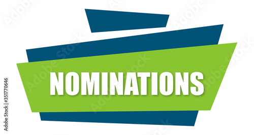 Nominations - clearly visible white text is written on beutiful green design with white background