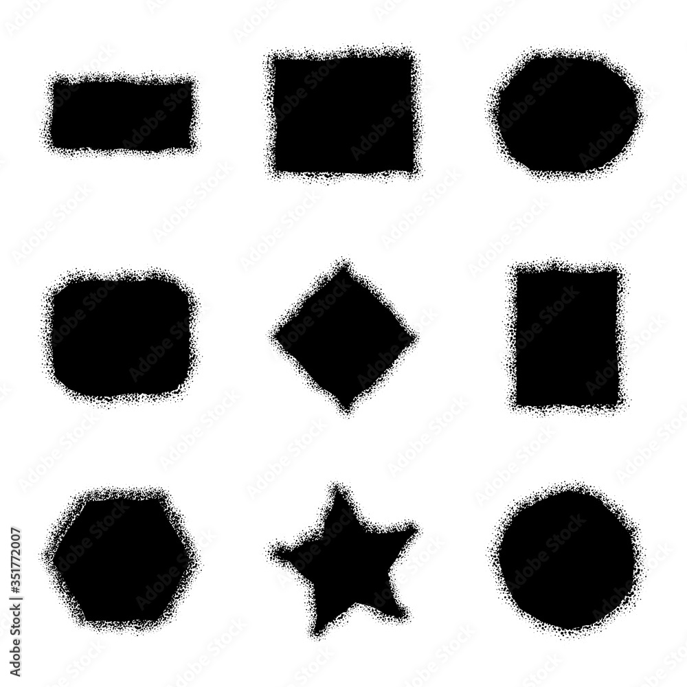 Set of black grunge style texture geometric shape isolated on white background. Vector illustration. Set of black grunge style texture geometric shape isolated on white background. Vector illustration.