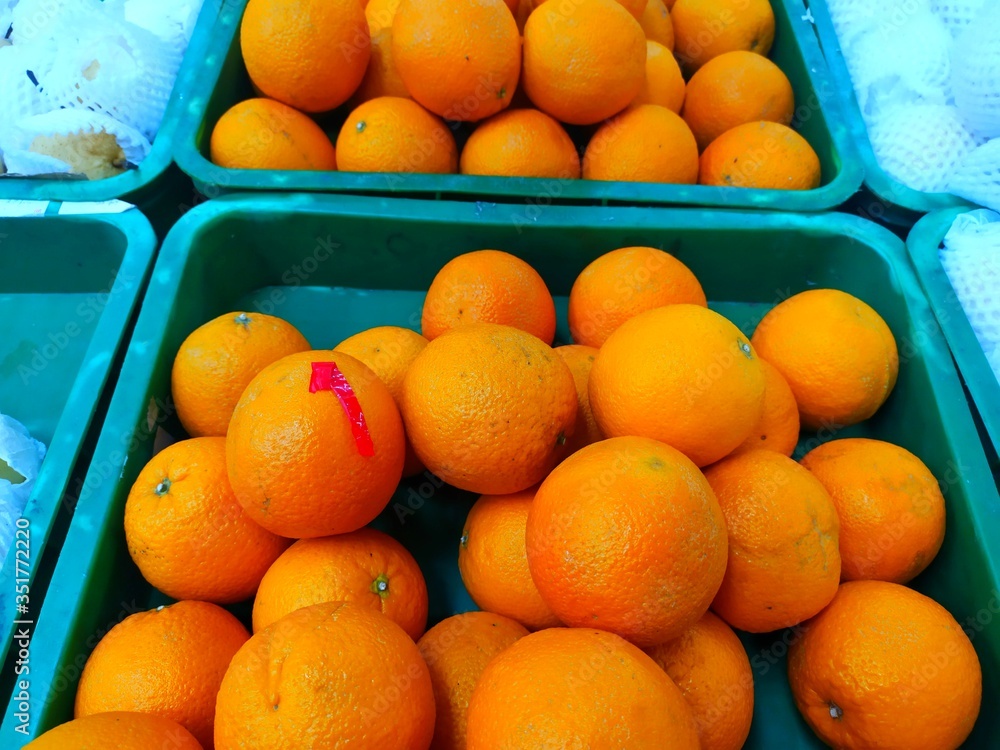 sweet orange on display at a fruit shop
