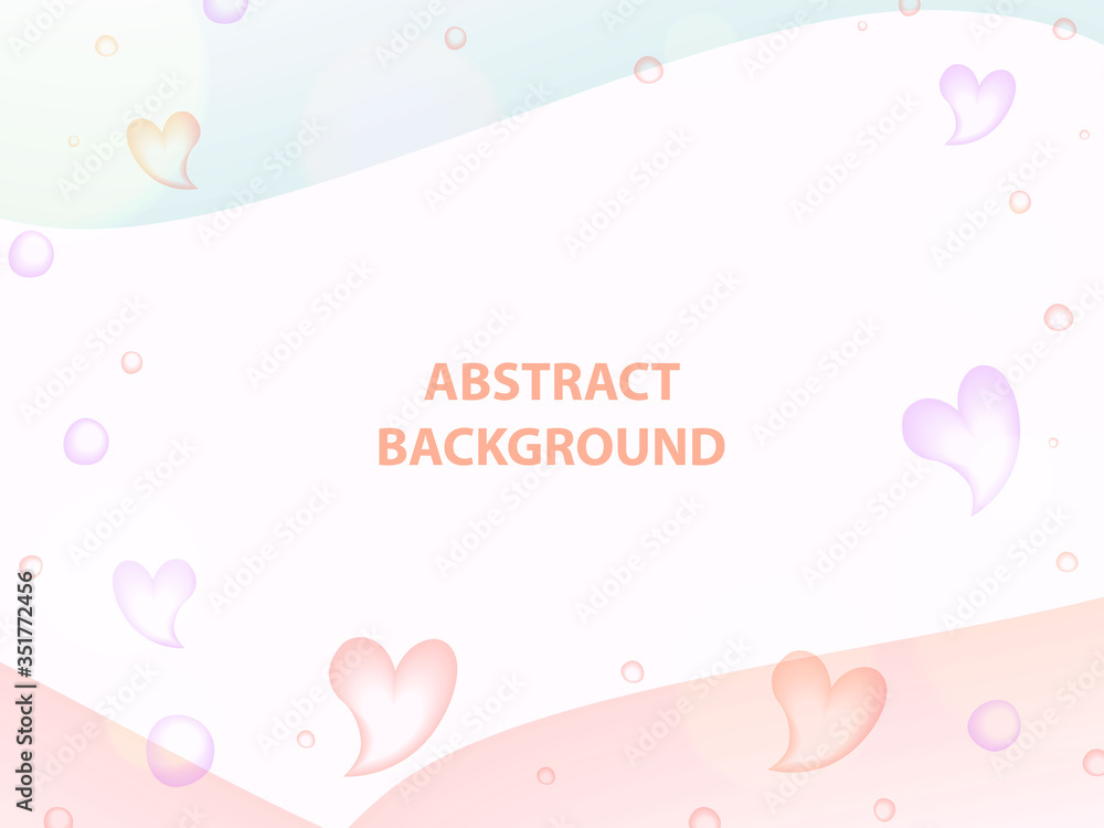 Abstract background frame of heart, bubble and wave. Pastel color tone of purple, orange and blue.
Vector design for prints, flyers, banners, invitations card, special offer and more.