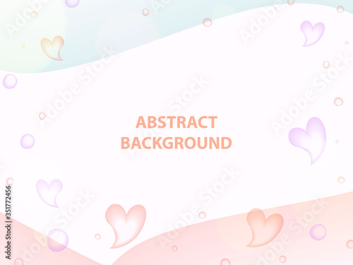 Abstract background frame of heart, bubble and wave. Pastel color tone of purple, orange and blue. Vector design for prints, flyers, banners, invitations card, special offer and more.