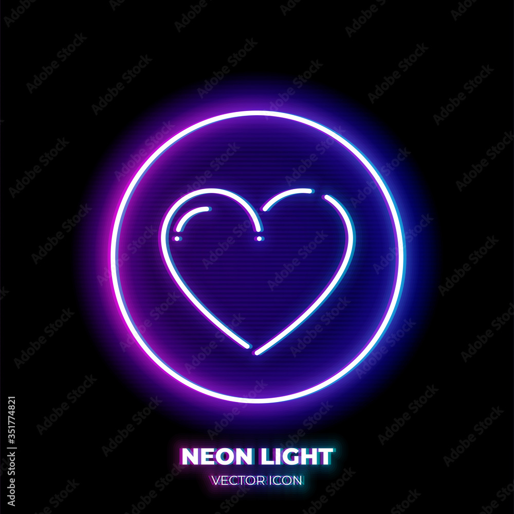Heart neon light line art vector icon. Outline symbol of love. Valentine pictogram made of thin stroke. Isolated on background. Heart neon light line art vector icon. Outline symbol of love. Valentine pictogram made of thin stroke. Isolated on background.