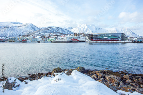 Stokmarknes is a town located on the northern coast of Nordland county, Norway. The town is the headquaters to the coastal express company, and also the Coastal Express Museum as seen on the right. photo