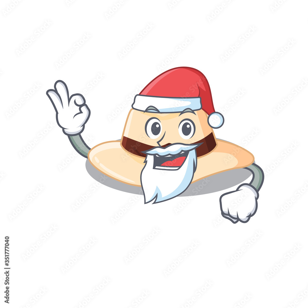 cartoon character of panama hat Santa having cute ok finger