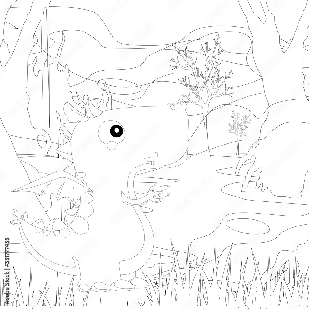 Outline Dinosaur Illustration Suitable For Any Of Graphic Design Project Such As Coloring Book And Education Outline Dinosaur Illustration Suitable For Any Of Graphic Design Project Such As Coloring Book And Education