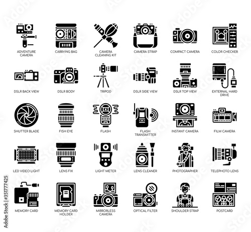Set of photographhy thin line and pixel perfect icons for any web and app project.