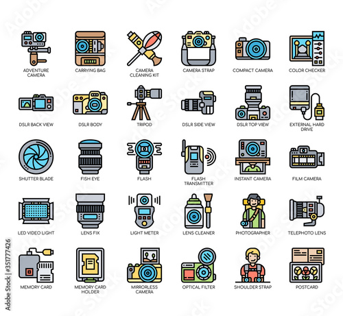 Set of photographhy thin line and pixel perfect icons for any web and app project.