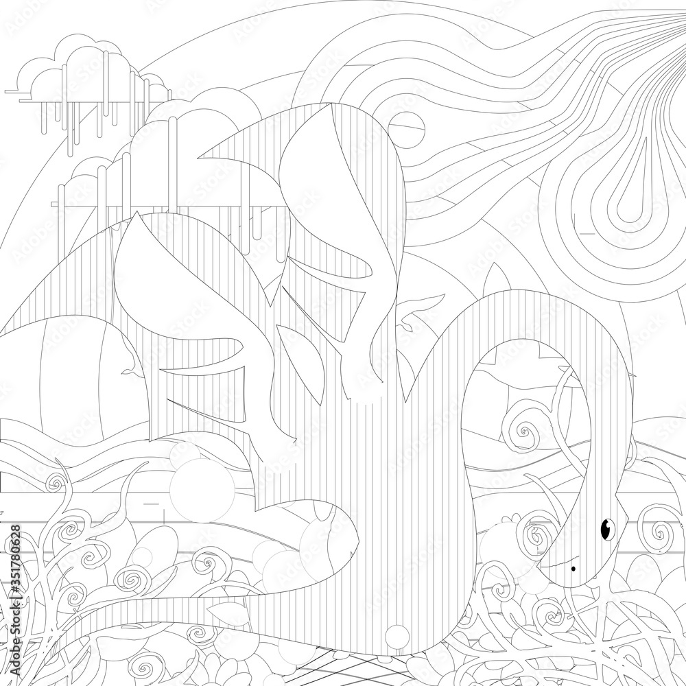 Naklejka premium Outline Dinosaur Illustration Suitable For Any Of Graphic Design Project Such As Coloring Book And Education