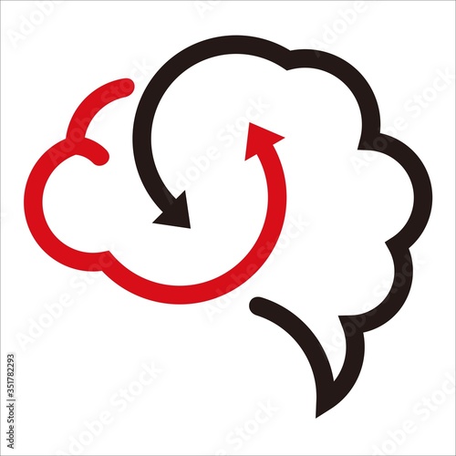 Creative Brain Concept with arrow Logo Design Template
