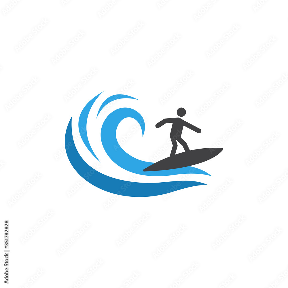 Surfing graphic design template vector isolated