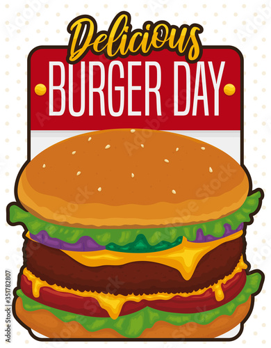 Calendar with Hamburger to Celebrate a Delicious Burger Day  Vector Illustration