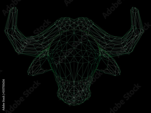 Wireframe polygonal buffalo